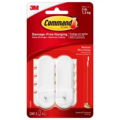 3M Command Medium Plastic Wire Hooks 3-1/8 in. L 2 pk (Pack of 6)