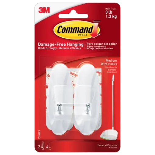 3M Command Medium Plastic Wire Hooks 3-1/8 in. L 2 pk (Pack of 6)