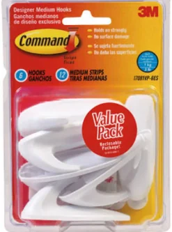 3M Command Medium Plastic Hook 3-1/8 in. L 6 pk (Pack of 2)