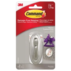 3M Command Medium Plastic Hook 3-1/8 in. L 1 pk (Pack of 4)