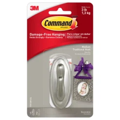3M Command Medium Plastic Hook 3-1/8 in. L 1 pk (Pack of 4)