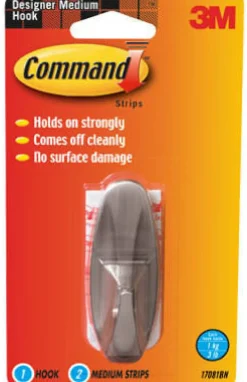 3M Command Medium Plastic Hook 3-1/8 in. L 1 pk (Pack of 4)