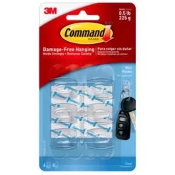 3M Command Mini Plastic Hook 11/8 In. L 18 Pk