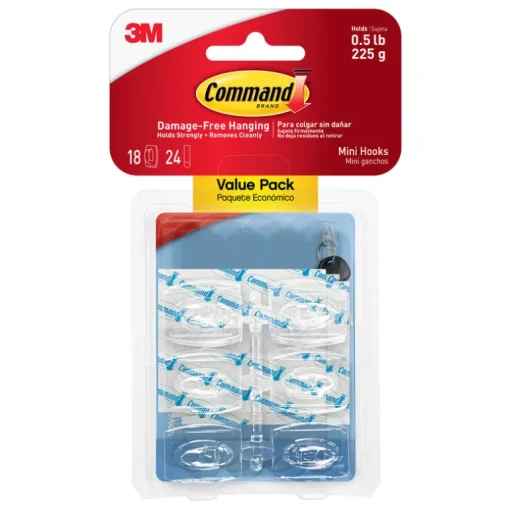 3M Command Mini Plastic Hook 11/8 In. L 18 Pk