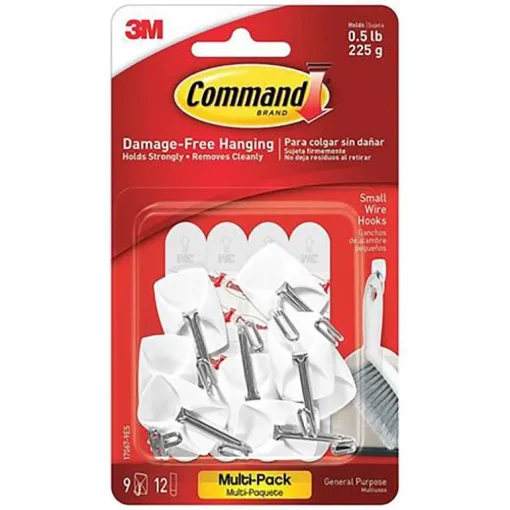 3M Command Small Plastic Hook 1-5/8 In. L 9 Pk