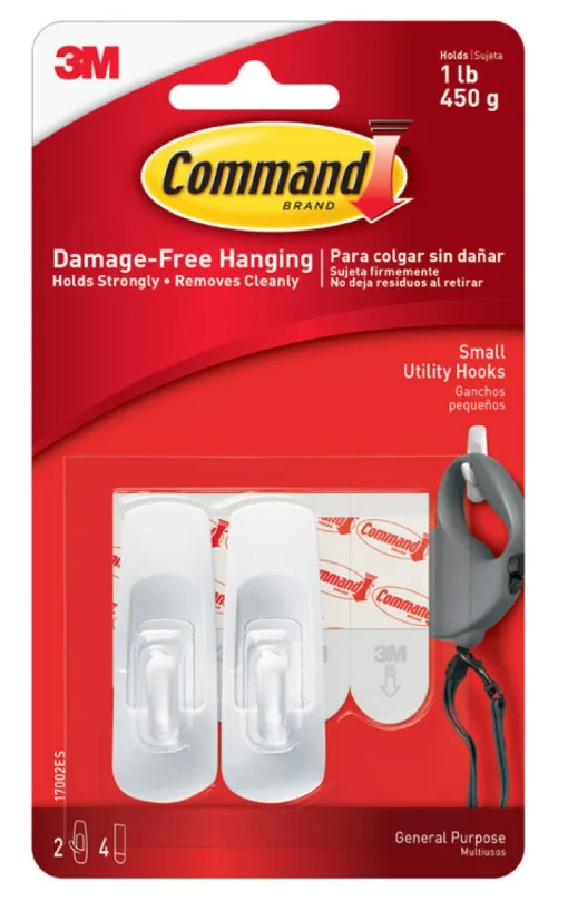 3M Command Small Plastic Hook 2-3/8 in. L 2 pk