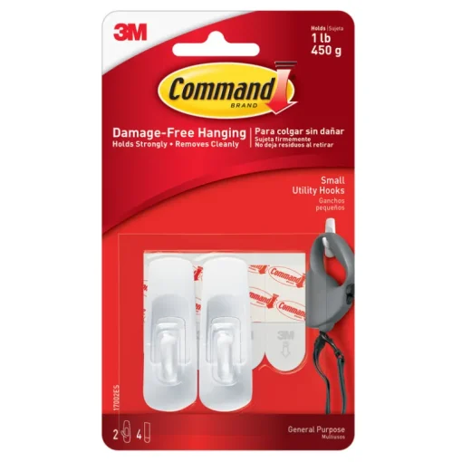 3M Command Small Plastic Hook 2-3/8 in. L 2 pk