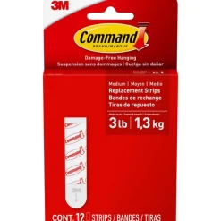 3M Command White Foam 3 lbs. Capacity Large Adhesive Strips 2 L x 0.63 W in. for Indoor