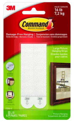 3M Command White Large Picture Hanging Strips 15 lb 4 pair