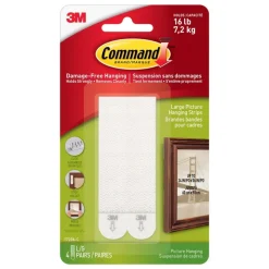 3M Command White Large Picture Hanging Strips 15 lb 4 pair