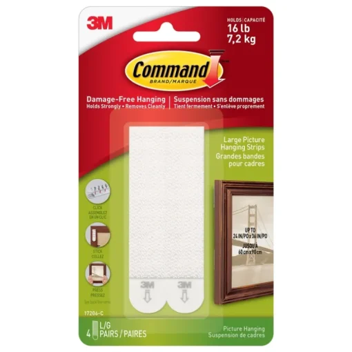 3M Command White Large Picture Hanging Strips 15 lb 4 pair