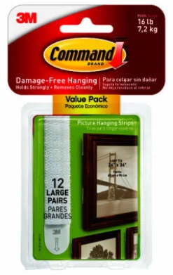 3M Command White Large Picture Hanging Strips 16 lb 12 pk