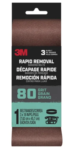 3M Rapid Removal 18 in. L x 3 in. W Aluminum Oxide Sanding Belt 80 Grit 1 pc.