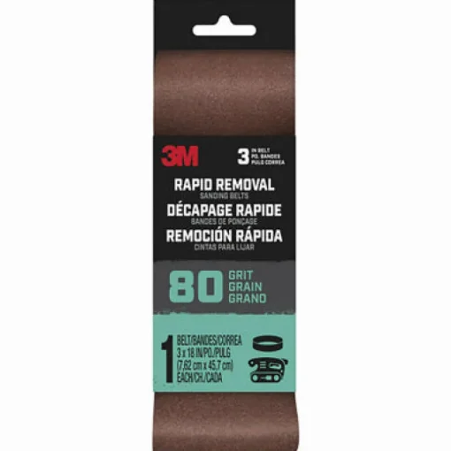3M Rapid Removal 18 in. L x 3 in. W Aluminum Oxide Sanding Belt 80 Grit 1 pc.