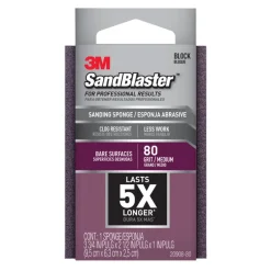 3M Sandblaster 3-3/4 in. L X 2-3/4 in. W X 1 in. 80 Grit Medium Flat Surface Sanding Sponge