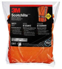 3M Scotchlite Reflective Safety Vest with Reflective Stripe Orange One Size Fits Most
