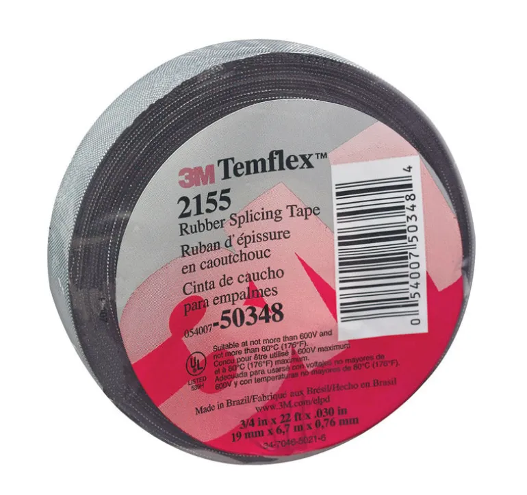 3M Temflex 3/4 in. W X 22 ft. L Black Rubber Splicing Tape