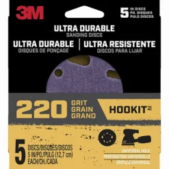 3M Ultra Durable 5 in. Ceramic Hook and Loop Sanding Disc 220 Grit 5 pk