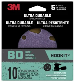 3M Ultra Durable 5 in. Ceramic Hook and Loop Sanding Disc 80 Grit 10 pk