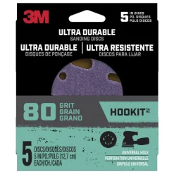 3M Ultra Durable 5 in. Ceramic Hook and Loop Sanding Disc 80 Grit Fine 5 pk