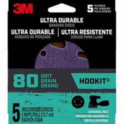 3M Ultra Durable 5 in. Ceramic Hook and Loop Sanding Disc 80 Grit Fine 5 pk