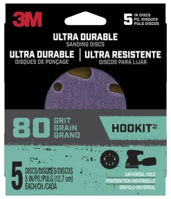 3M Ultra Durable 5 in. Ceramic Hook and Loop Sanding Disc 80 Grit Fine 5 pk