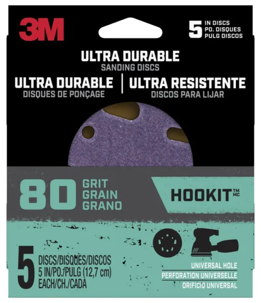 3M Ultra Durable 5 in. Ceramic Hook and Loop Sanding Disc 80 Grit Fine 5 pk