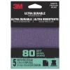 3M Ultra Durable 5.5 L x 4.5 W 80 Grit Aluminum Oxide 1/4 Sheet Sandpaper 5 pk