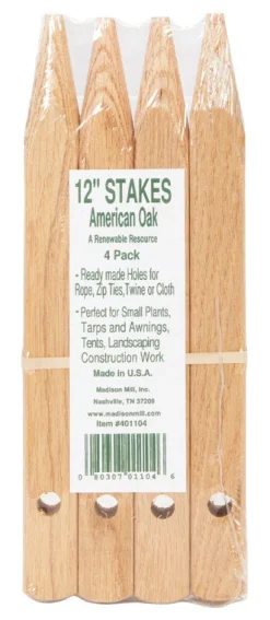 Madison Mill 12 in. H X 0.9 in. W Oak Landscaping Stakes 4 pk