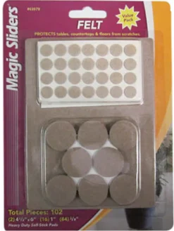 Magic Sliders Felt Self Adhesive Protective Pads Oatmeal Assorted 102 pk