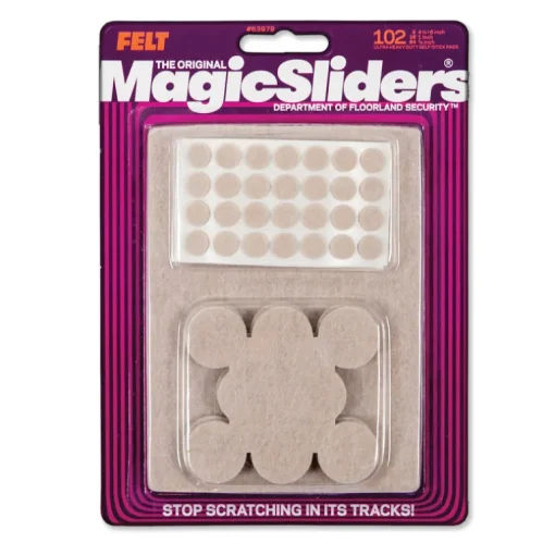 Magic Sliders Felt Self Adhesive Protective Pads Oatmeal Assorted 102 pk