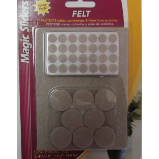 Magic Sliders Felt Self Adhesive Protective Pads Oatmeal Assorted 102 pk