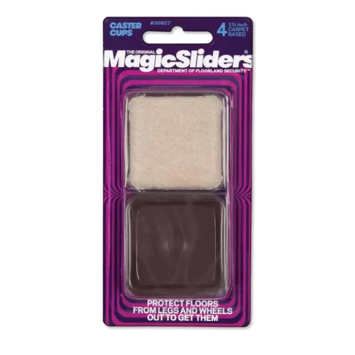 Magic Sliders Plastic Caster Cup Brown Square 1-3/4 in. W X 1-3/4 in. L 4 pk