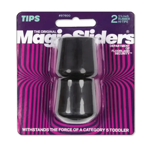 Magic Sliders Rubber Leg Tip Black Round 1-1/4 in. W 2 pk