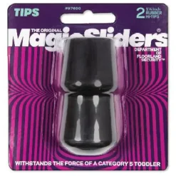 Magic Sliders Rubber Leg Tip Black Round 1-1/4 in. W 2 pk