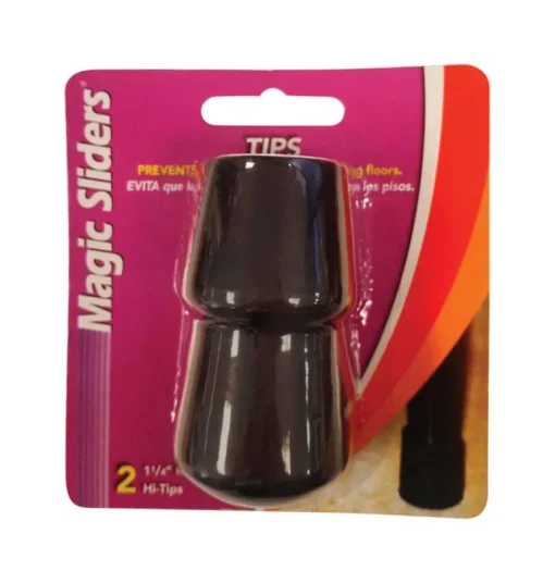 Magic Sliders Rubber Leg Tip Black Round 1-1/4 in. W 2 pk