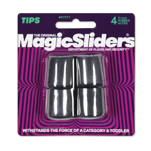 Magic Sliders Rubber Leg Tip Black Round 7/8 in. W 4 pk