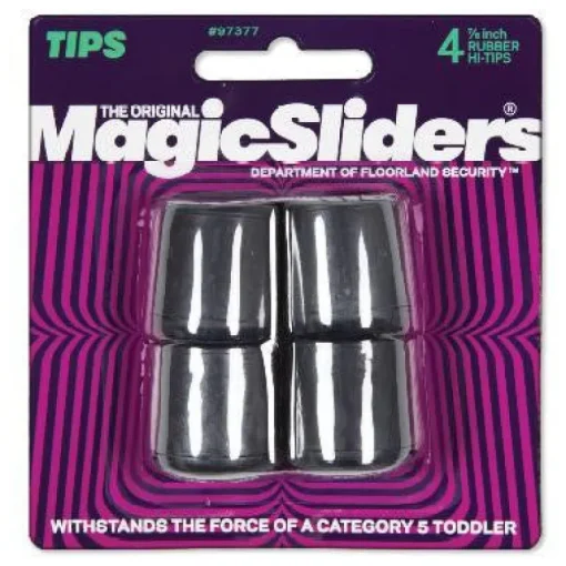 Magic Sliders Rubber Leg Tip Black Round 7/8 in. W 4 pk
