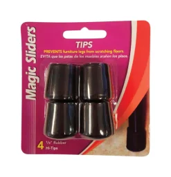 Magic Sliders Rubber Leg Tip Black Round 7/8 in. W 4 pk