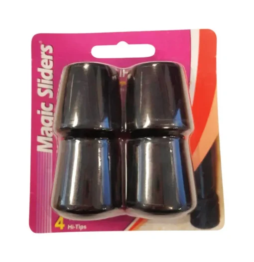 Magic Sliders Rubber Leg Tip Black Round 1-1/8 in. W 4 pk