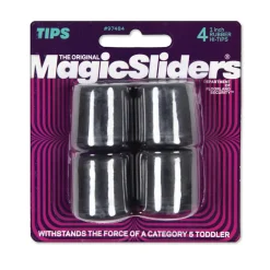 Magic Sliders Rubber Leg Tip Black Round 1 in. W 4 pk
