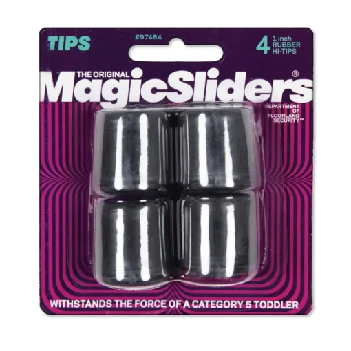 Magic Sliders Rubber Leg Tip Black Round 1 in. W 4 pk