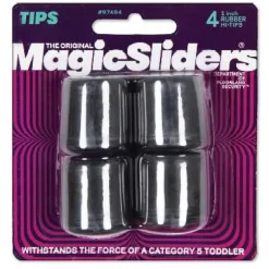 Magic Sliders Rubber Leg Tip Black Round 1 in. W 4 pk