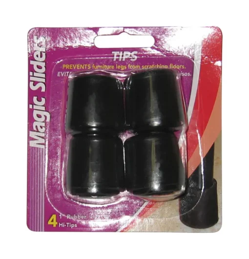 Magic Sliders Rubber Leg Tip Black Round 1 in. W 4 pk