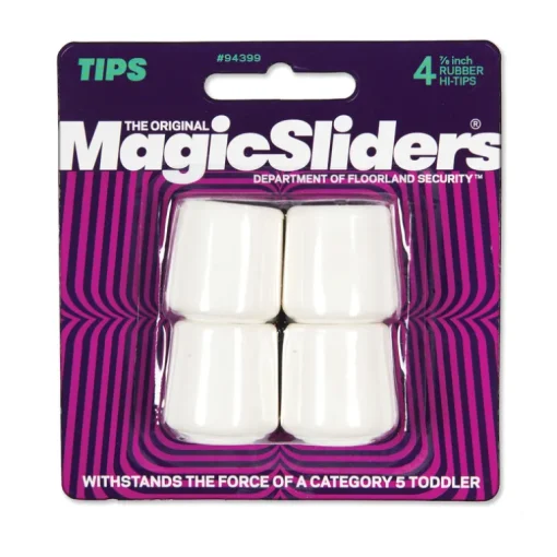 Magic Sliders Rubber Leg Tip White Round 7/8 in. W 4 pk