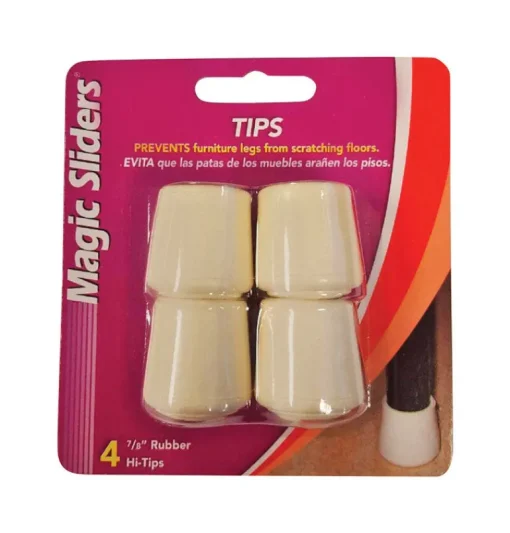 Magic Sliders Rubber Leg Tip White Round 7/8 in. W 4 pk