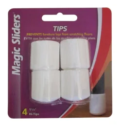 Magic Sliders Rubber Leg Tip White Round 1-1/8 in. W 4 pk
