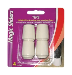 Magic Sliders Rubber Self Adhesive Leg Tip White Round 3/4 in. W 4 pk