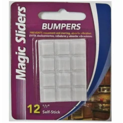 Magic Sliders Rubber Self Adhesive Bumper Pads Clear Square 1/2 in. W X 1/2 in. L 12 pk