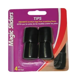 Magic Sliders Vinyl Leg Tip Black Round 1 in. W 4 pk